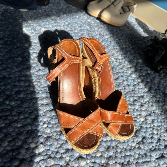 Christian Louboutin Brown Pig Stitching Wedge Sandal 4.5” - Picture 4 of 5